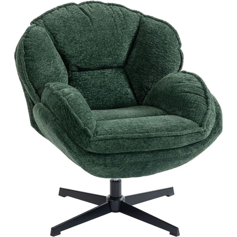 Homcom Accent Chair with 360° Swivel for Living Room Dark Green