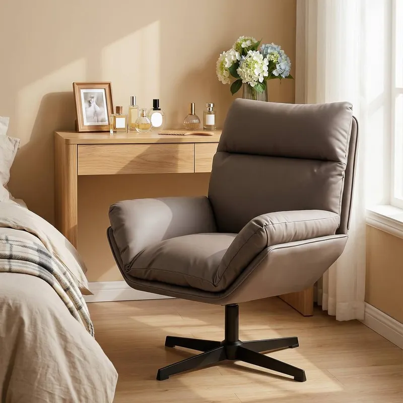 Homcom Accent Chair with 360° Swivel in Dark Brown Size: Armchair - Dark Brown