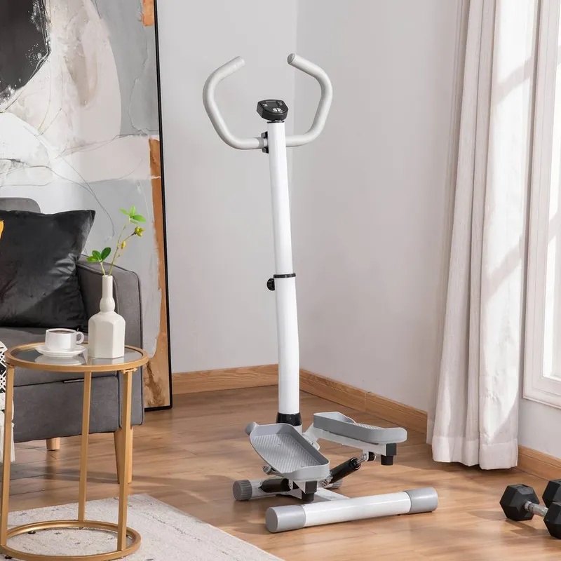 Homcom Adjustable Twist Stepper Step Machine For Home Gym Aerobic Workout in White Size: Standard - White
