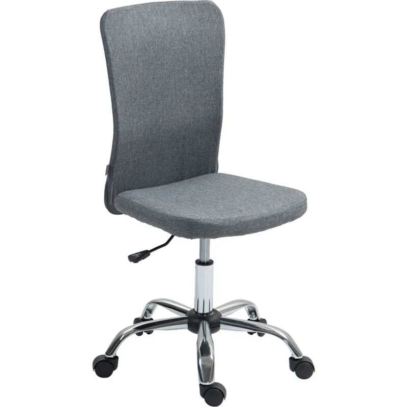 Homcom Armless Computer Desk Chair, Makeup Vanity Chair for Home, Grey - Grey - Size: One Size