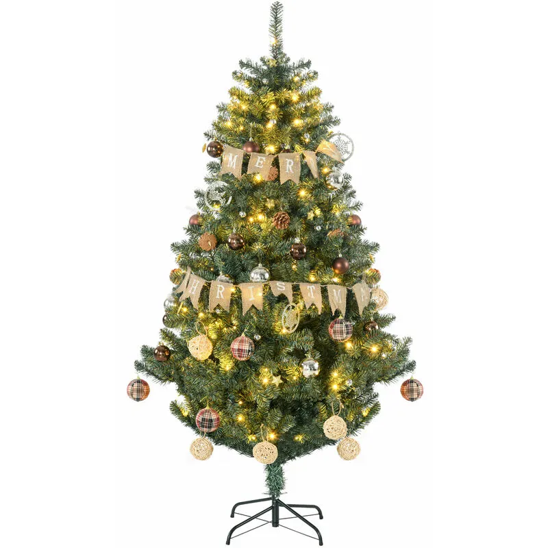 Homcom - Artificial Christmas Tree with led Lights, Decoration, Auto Open 6ft