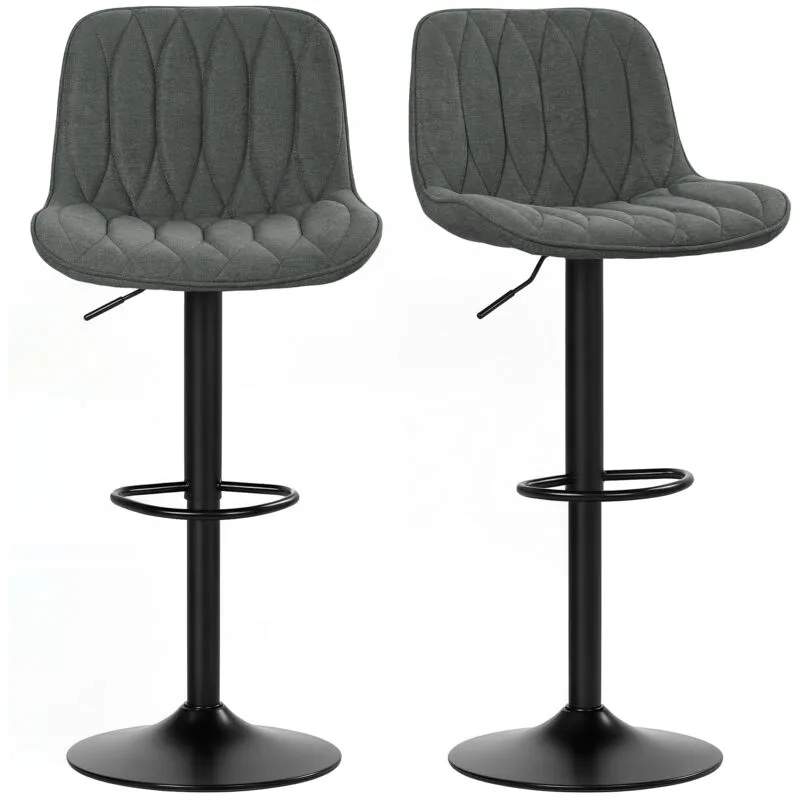 Homcom - Bar Stools Set of 2, Modern Armless Bar Chairs, Charcoal Grey