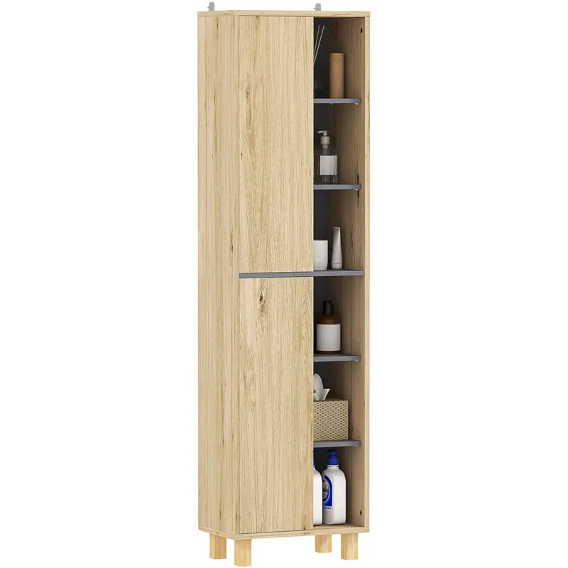 Homcom - Bathroom Storage Unit with 6 Open Compartments and 6 Shelves