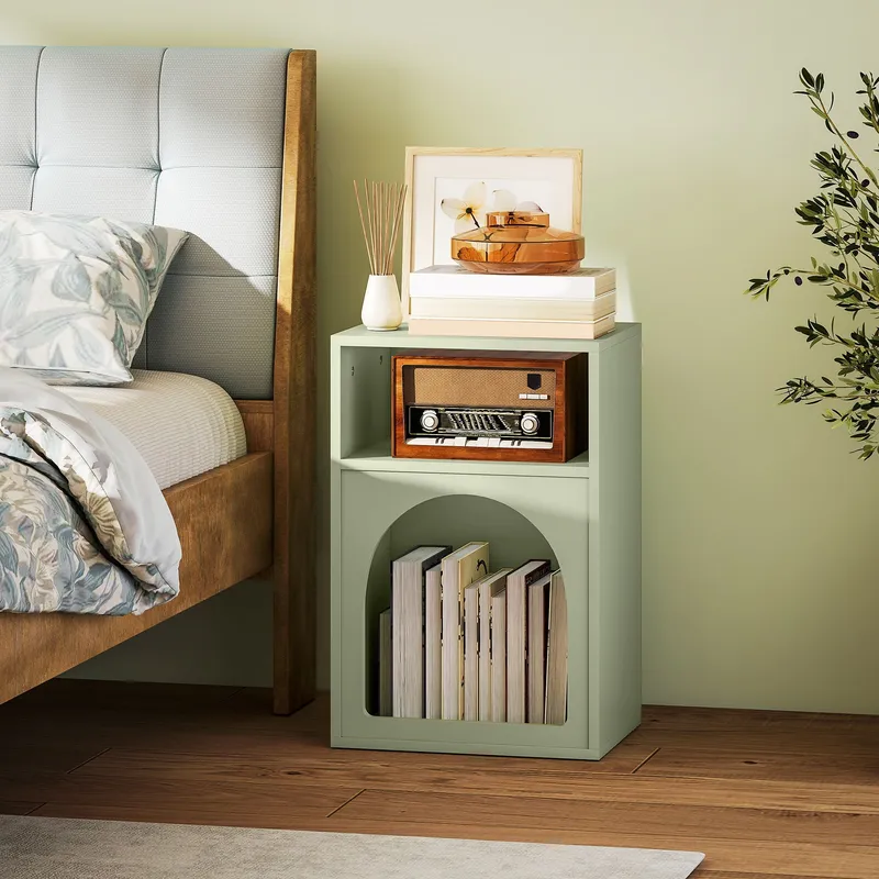 Homcom Bedside Table, Modern Bedside Cabinet for Bedroom in Light Green Light Green