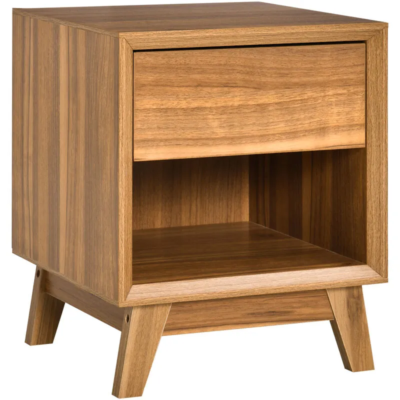 Homcom Modern Bedside Table Nightstand End Table Side Table with Drawer in Brown - Brown