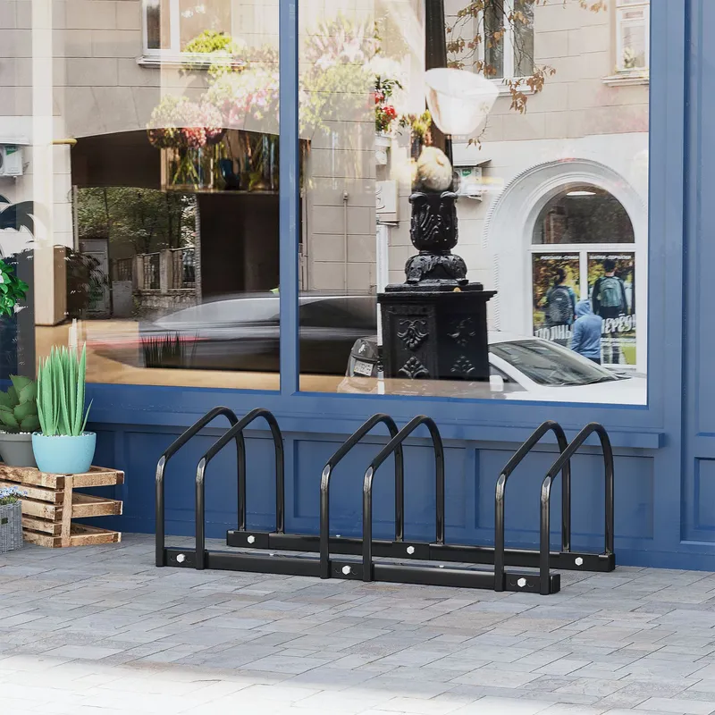 Homcom Bike Parking Rack Bicycle Locking Storage Stand for Cycling in Black Size: 3 Black 3