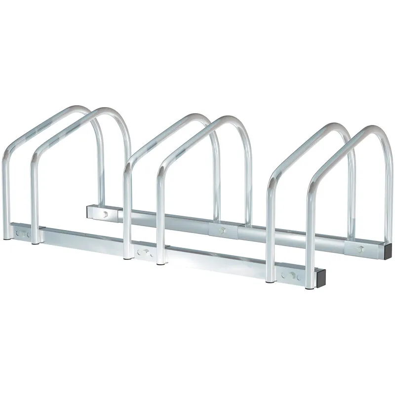 Homcom - Bike Parking Rack Bicycle Locking Storage Stand for Cycling Silver