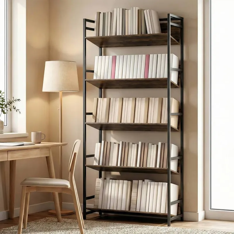 Homcom Bookcase Anti-Slip Design 5-Tier in Brown Brown