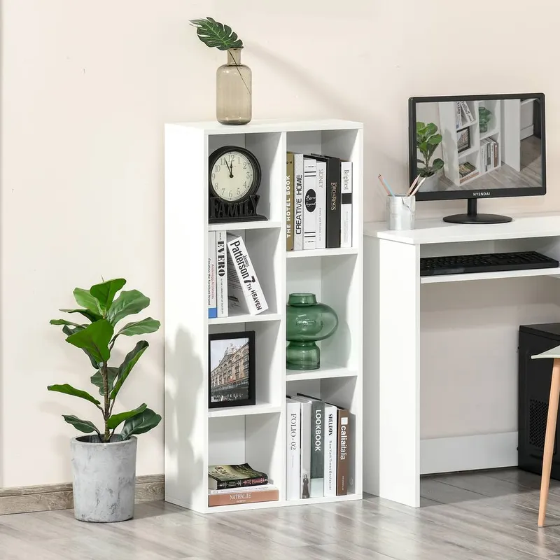 Homcom Bookcase Modern Bookshelf Cabinet for Home Office in White - White
