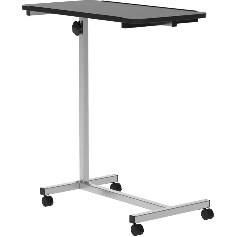 Homcom C-Shaped Mobile Table Sofa Over Bed Side Nightstand w/ Casters, Brake in Black Black