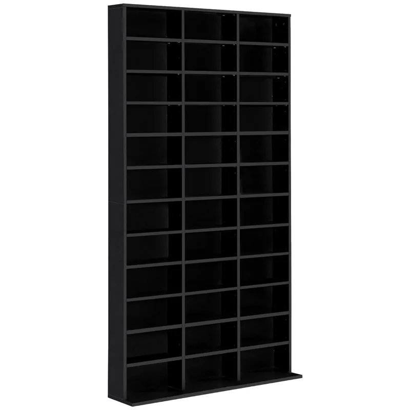 Homcom - cd dvd Media Storage Shelves Display Shelf Racks Wooden Frame Black