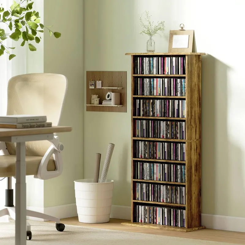 Homcom CD Storage Unit DVD Tower Blu-ray Storage Shelf for Living Room Brown