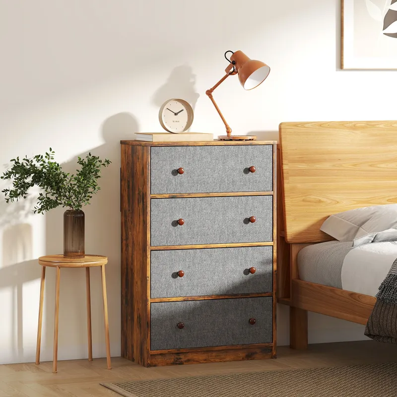 Homcom Chest of Drawers, Drawer Dresser for Bedroom in Grey Grey