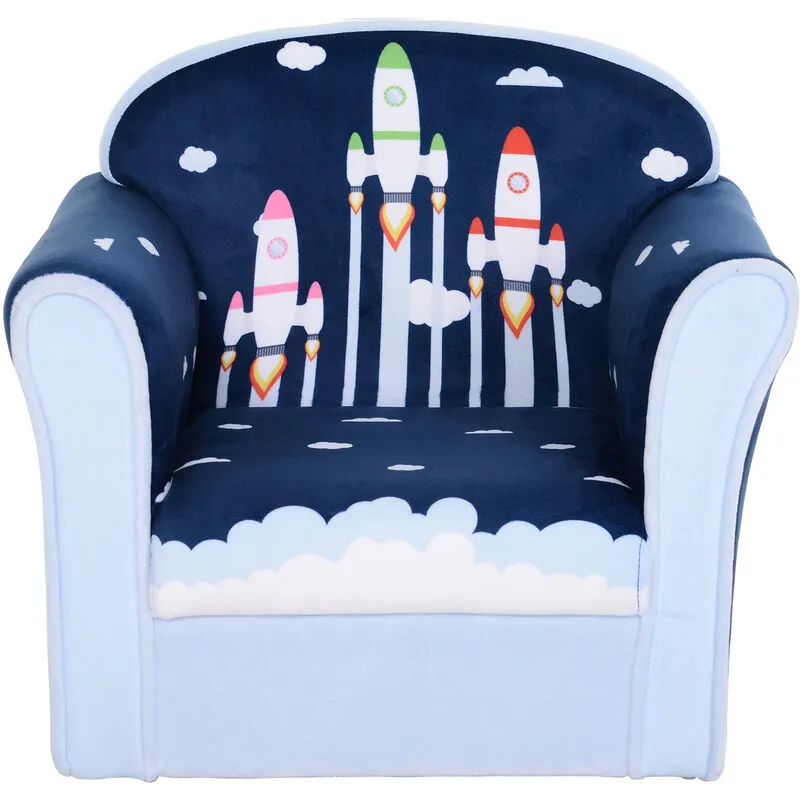 Homcom - Children Chair Armchair Single Sofa Seat Kids Furniture 18M+ 45kg Blue