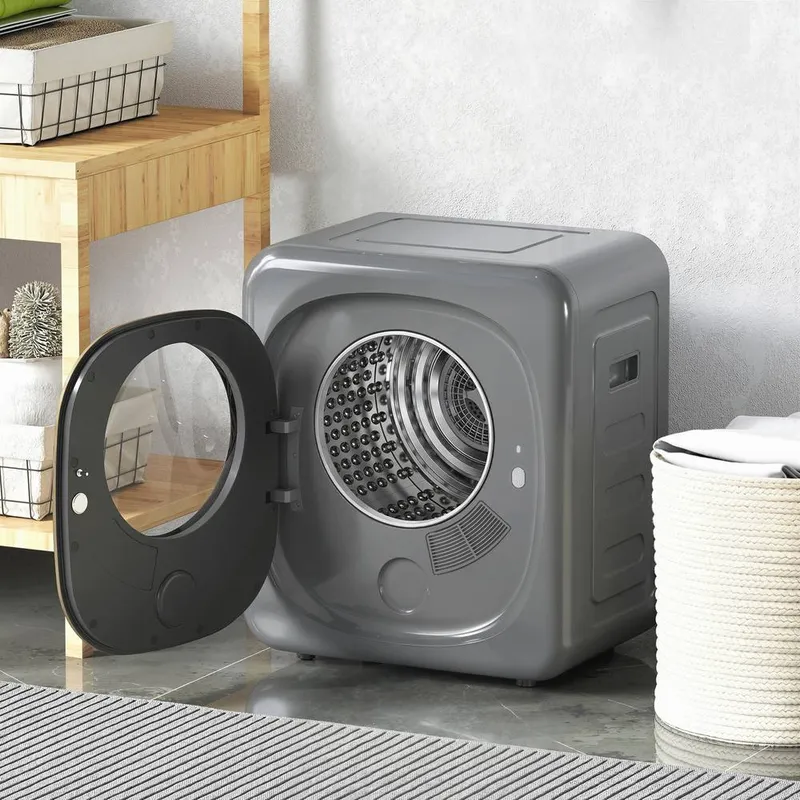Homcom Compact Dryer Machine with 5 Modes, 4kg Small Tumble Dryer, Grey Grey
