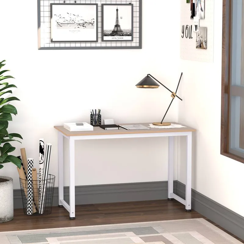 Homcom - Computer Desk Dining Table Writing Table with Metal Frame White