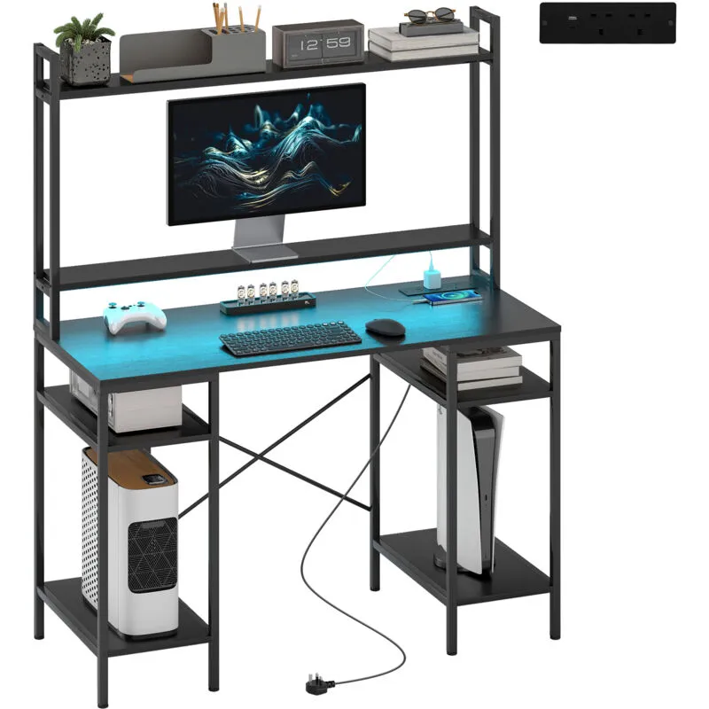 Homcom - Computer Desk Home Office Desk with Monitor Stand, Black