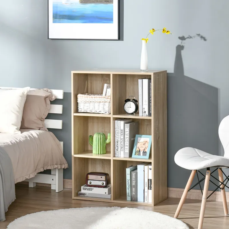 Homcom Cubic Cabinet Bookcase Storage Shelves for Home Office in Light Oak Light Oak