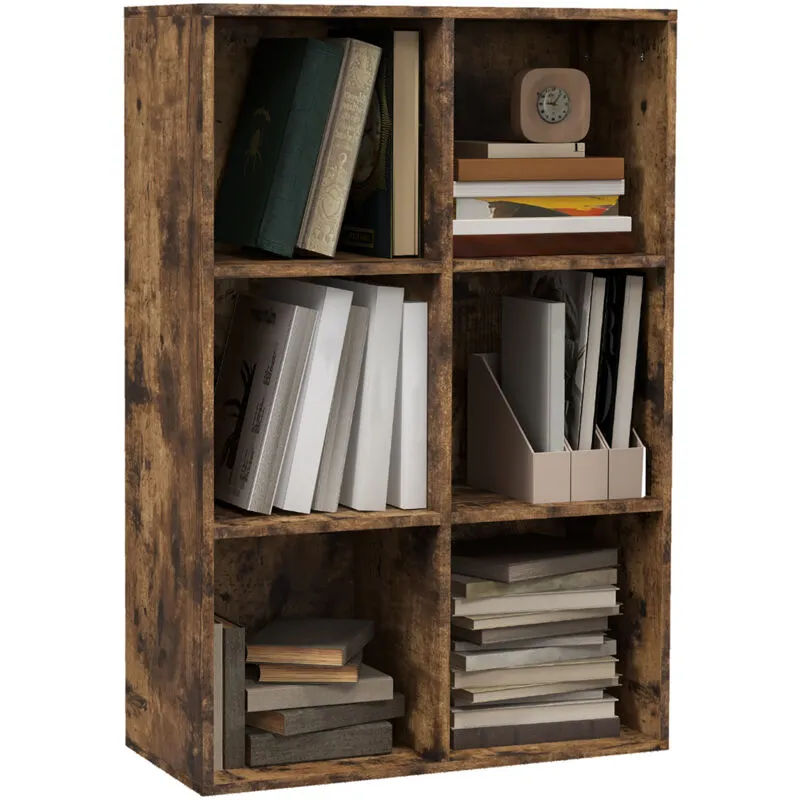 Homcom Cubic Cabinet Bookcase Storage Shelves Display Organiser in Brown - Brown