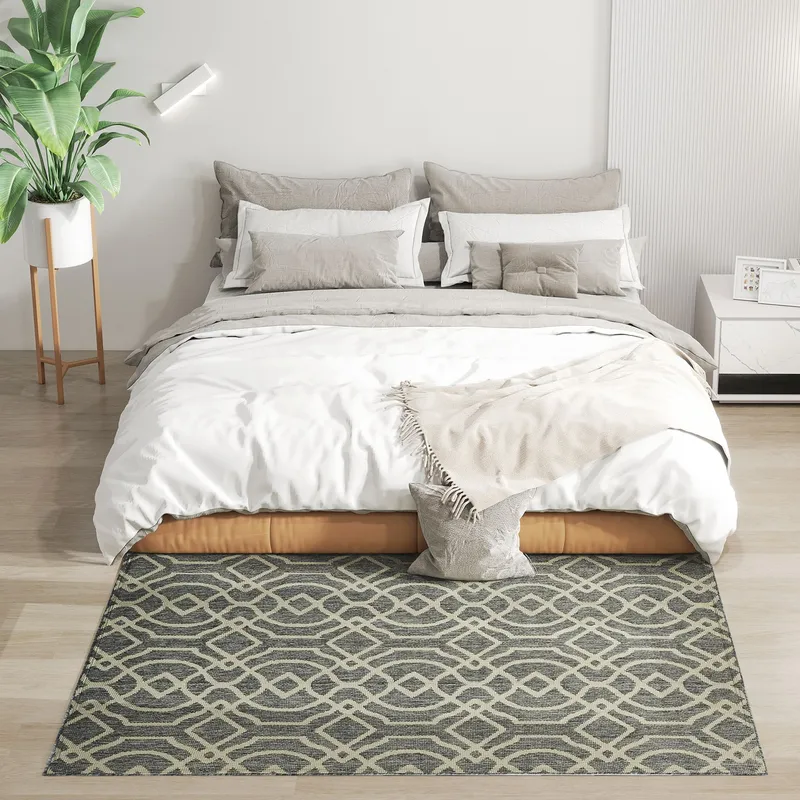 Homcom Easy-Cleaning Machine Washable Rug for Home, Patio, Garden, Grey Size: 120 cm x 170 cm Grey 120 cm x 170 cm