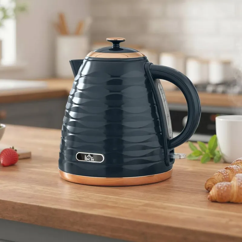 Homcom Electric Kettle, Fast Boil, 1.7L, 3kW, Swivel, Dark Blue Ripple Dark Blue