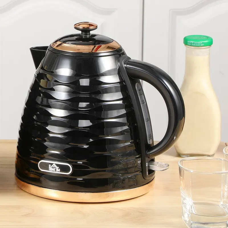 Homcom Electric Kettle, Fast Boil, 1.7L, 3kW, Swivel in Black Black