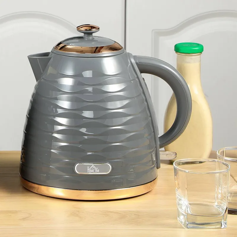 Homcom Electric Kettle, Fast Boil, 1.7L, 3kW, Swivel in Grey - Grey