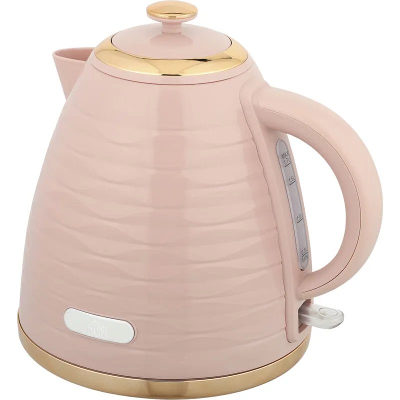 Homcom - Electric Kettle, Fast Boil, 1.7L, 3kW, Swivel, Pink Ripple