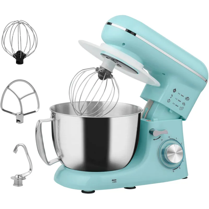 Homcom - Electric Stand Mixer, 4.5L Food Mixer with Dough Hook, Whisk, Blue