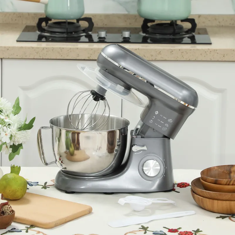 Homcom - Electric Stand Mixer, 4.5L Food Mixer with Dough Hook, Whisk, Silver