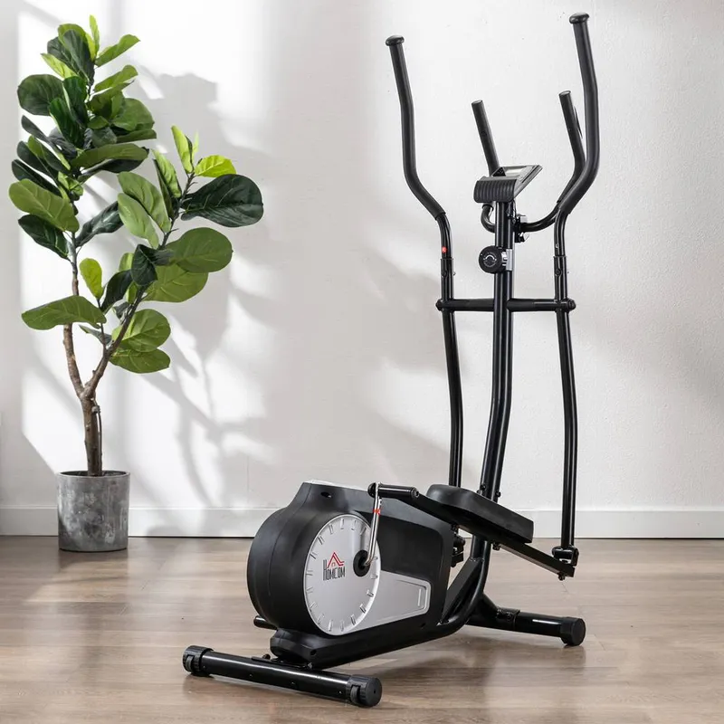 Homcom Elliptical Cross Trainer with Resistance, Monitor, Wheels in Black Size: Standard - Black