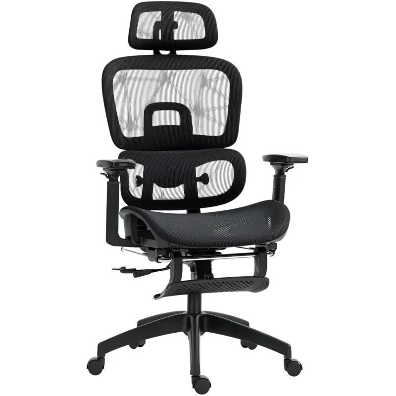 Homcom Ergonomic Office Chair Swivel Computer Chair with 3D Armrest Black - Black