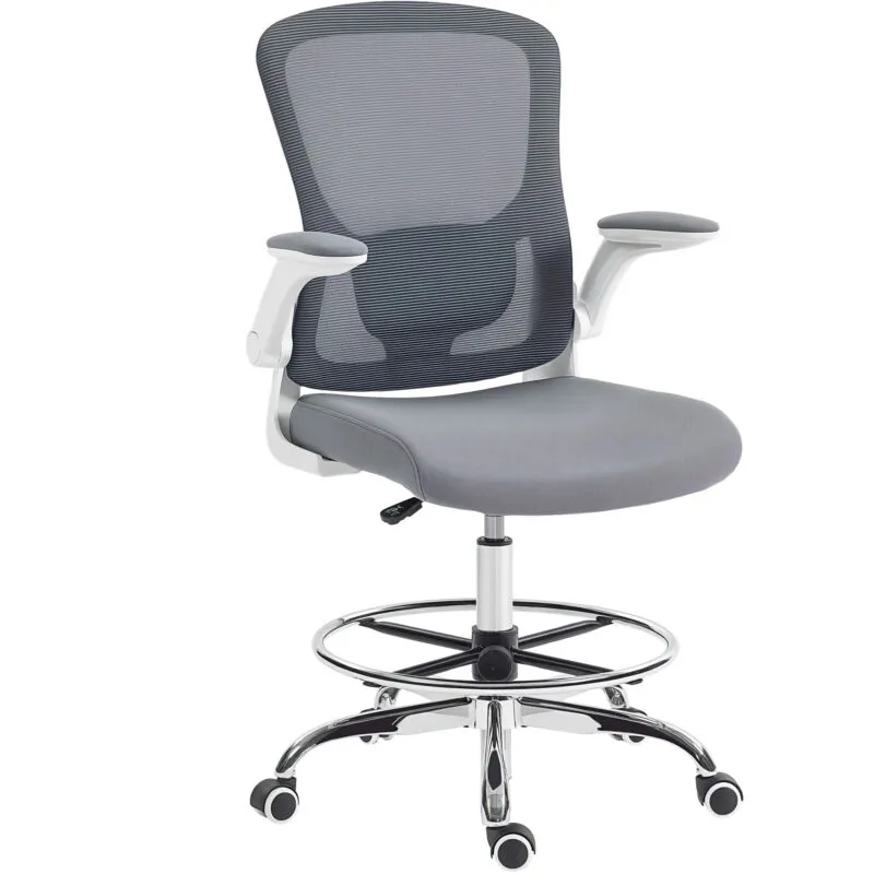 Homcom Ergonomic Tall Office Chair, 360 Degree Swivel Task Stool