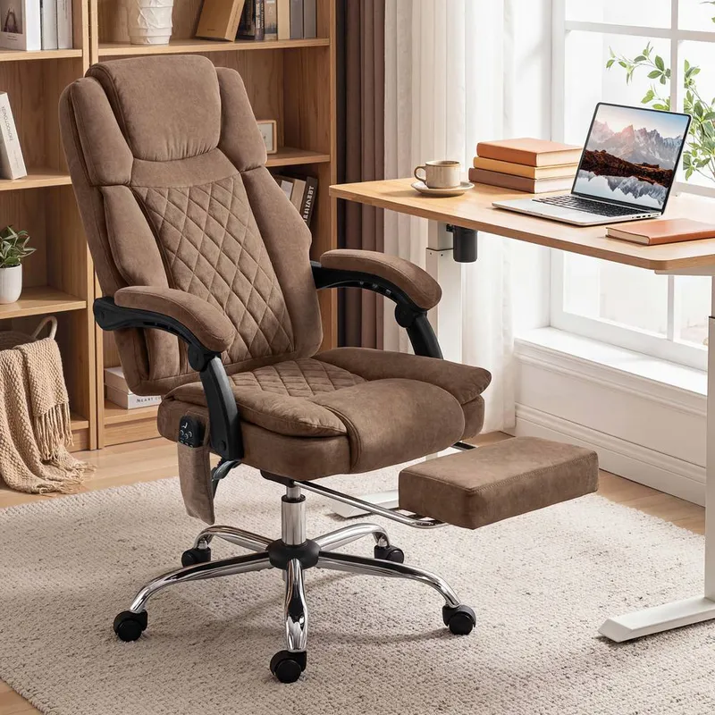 Homcom Executive Office Chair, Desk Chair with Massage & Heat, Brown - Brown - Size: One Size