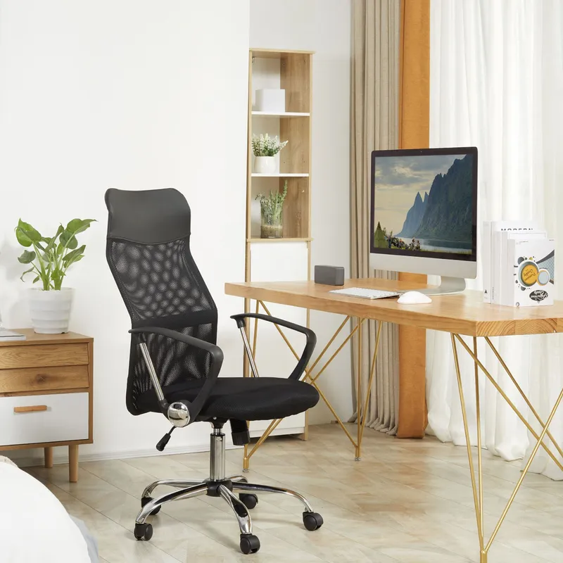 Homcom - Executive Office Chair High Back Mesh Back Seat Desk Chairs, Black
