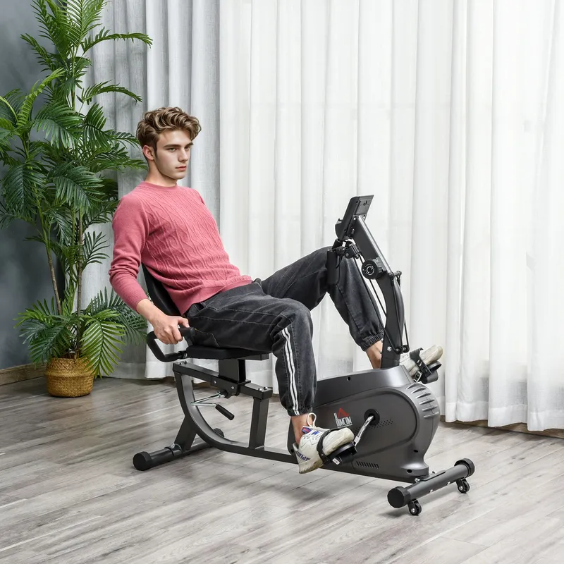 Homcom Exercise Training Stationary Cycling Bike with LCD Monitor Holder in Black Size: Standard Black Standard