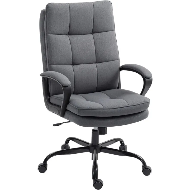 Homcom Fabric Office Chair, Computer Desk Chair for Home, Charcoal Grey in Dark Grey - Dark Grey