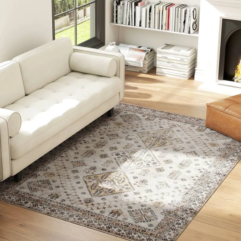 Homcom Flannel Non-Slip Washable Rug for Living Room, Beige Size: 230cm x 160cm - Beige - Size: 230cm x 160cm
