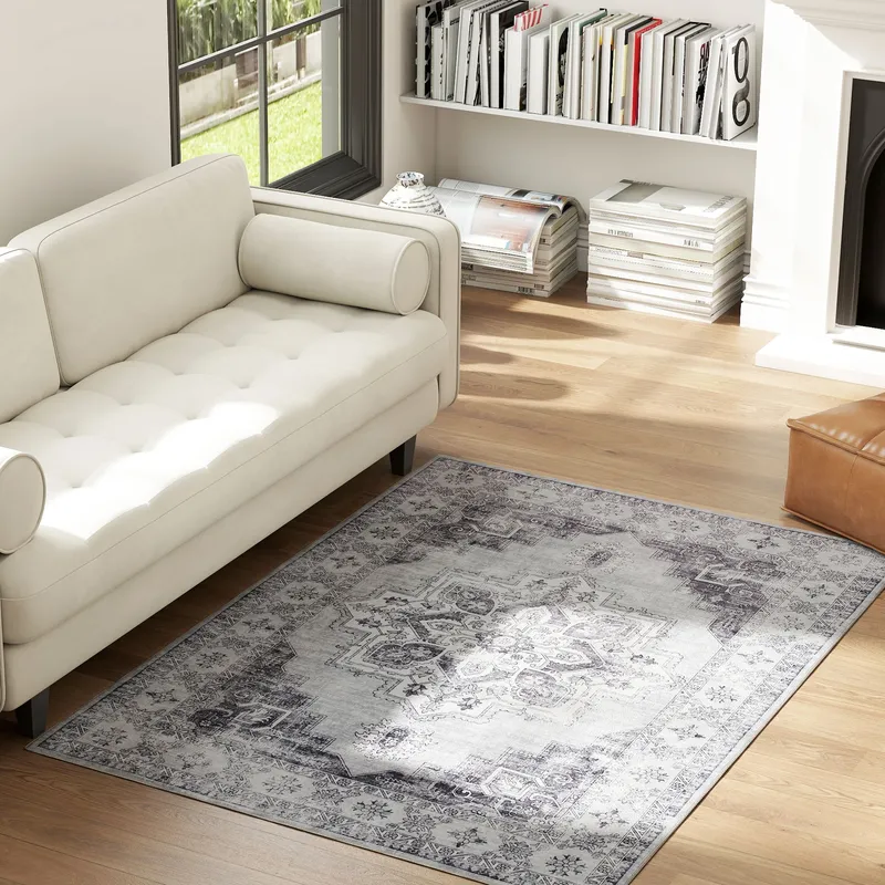 Homcom Flannel Non-Slip Washable Rug for Living Room, Grey Size: 160cm x 230cm - Grey