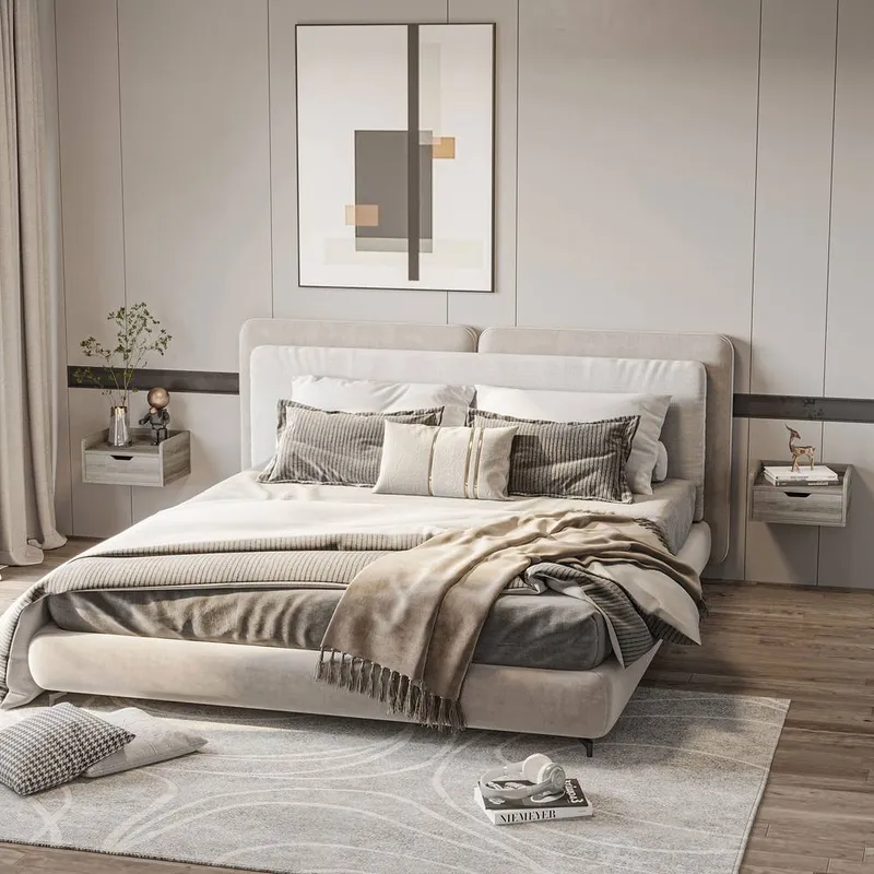 Floating Nightstand Set of 2, Nightstand with Drawer Grey - Homcom