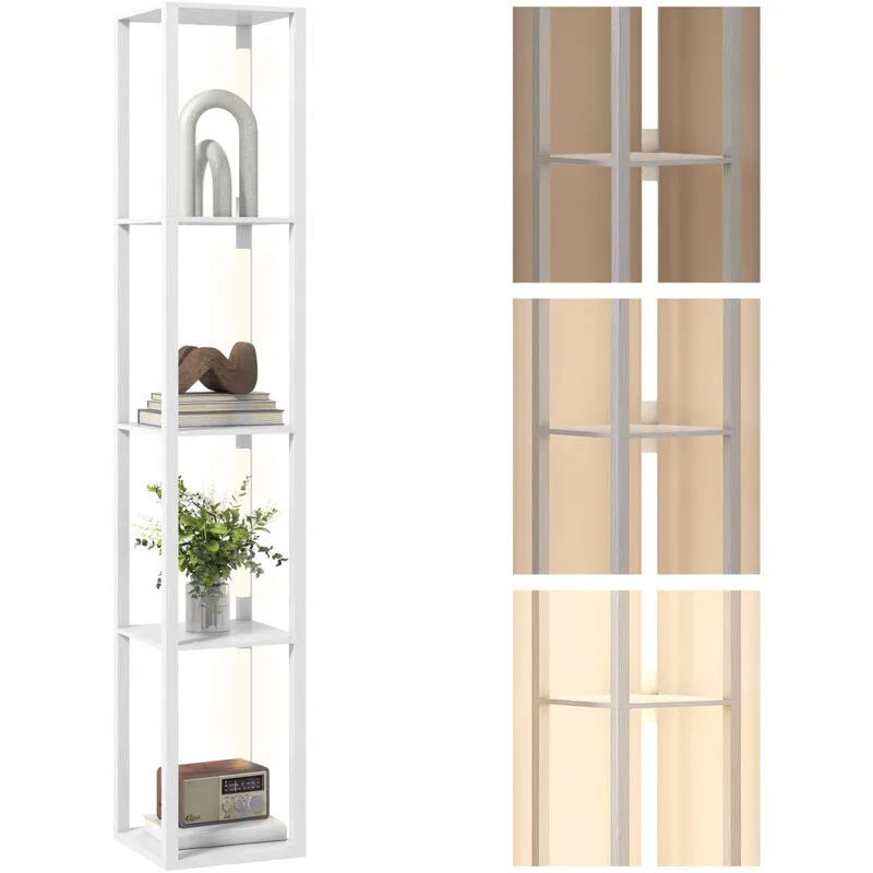 Homcom Floor Lamp for Living Room, Standing Lamp with Foot Switch, White