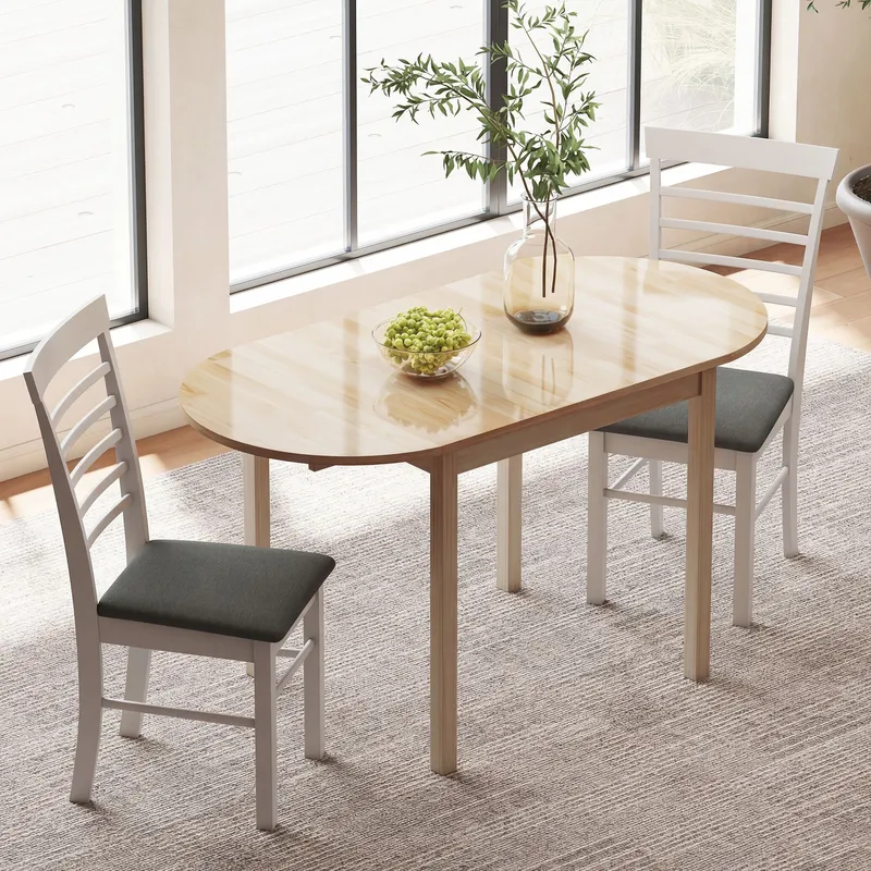 Homcom Foldable Dining Table, Solid Wood Drop Leaf Table, Natural - Natural