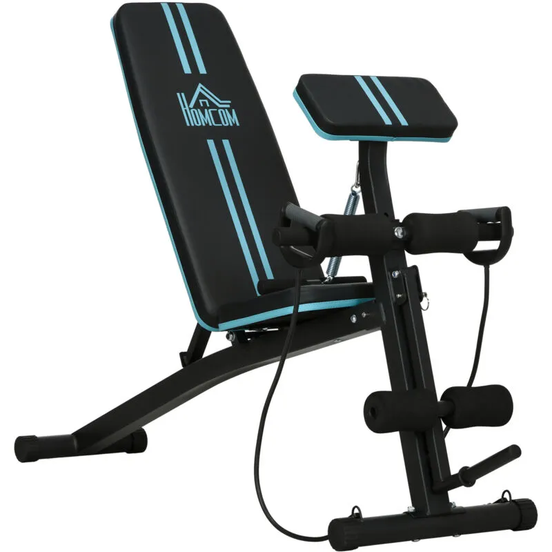 Homcom - Foldable Dumbbell Bench Weight Training, 7 Incline Adjustable, Blue
