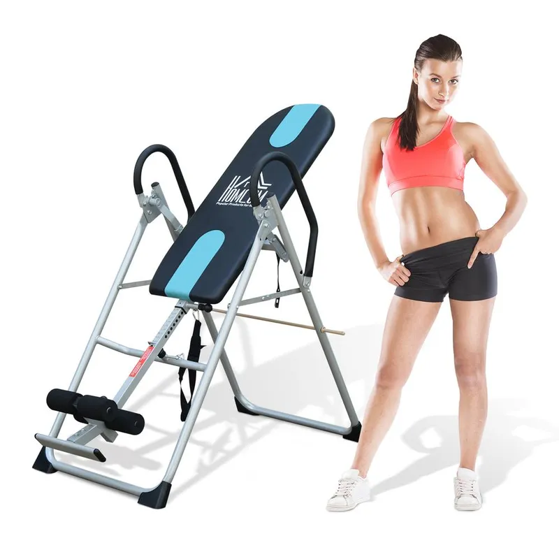 Homcom - Foldable Therapy Gravity Inversion Table ab Exercise Bench Home Fitness