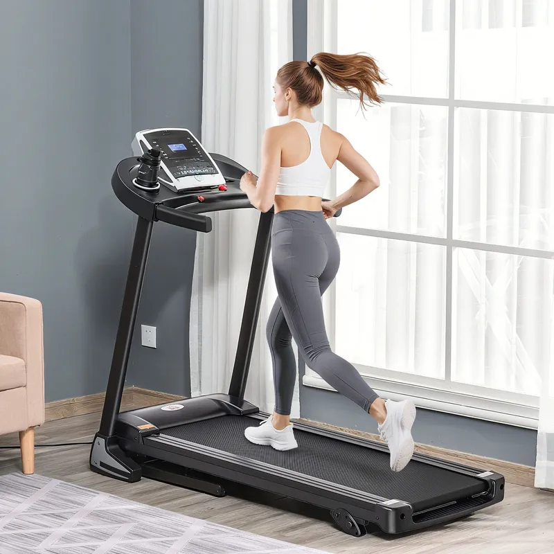 Homcom Folding 12km/h Electric Treadmill Running Machine w/ Incline LED Display in Black Black