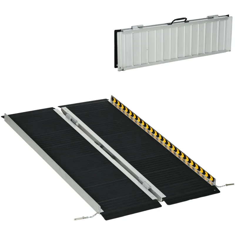 Homcom Folding Aluminium Wheelchair Ramp 272KG Capacity for Home in Black Size: Medium - Black