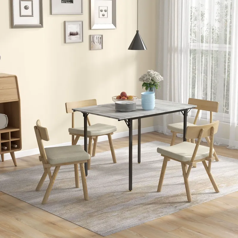 Homcom Folding Dining Table, Drop Leaf Table for 2-4 People, Grey Grey