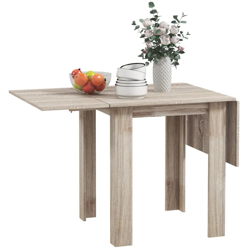 Homcom Extendable Kitchen Table Folding Dining Table for Small Space in Light Oak - Light Oak