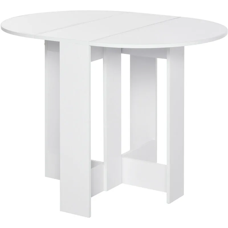 Homcom - Folding Dining Table Foldable Drop Leaf Dinner Table for Kitchen White