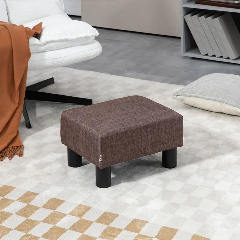Homcom Footstool Ottoman Cube with Plastic Legs in Brown Size: 40 cm x 30 cm Brown 40 cm x 30 cm